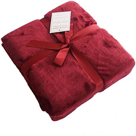 Caitlin White Throw Blanket for Couch/Sofa/Bed,Luxury Super Soft Microplush Velvet,60"x80",Burgundy