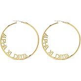 Sorority Shop Alpha Xi Delta- Hoop 18K Gold Plated Dainty Earrings for Women - Alpha Xi Delta Jewelry with Ideal 2" Diameter Hoops - Alpha Xi Delta Gifts