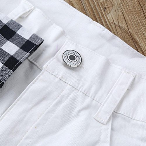 FEITONG Toddler Kids Baby Girl Plaid Tops+Demin Pants, 2Pcs Outfits Clothes Set (2Years, White)