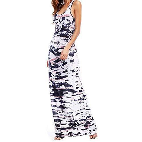 Elegant Plus Size Maxi Dress for Women,Chaofanjiancai Lady Striped Long Boho Dress Casual Sleeveless Beach Summer Sundress (XL, Multicolor04) - Thumbnail 5