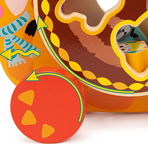cossy Wooden Shape Sorter Pull Toy - Wooden Fox Puzzle for Toddler Learning Walk-A-Long Push & Educational Toy for 1 Year Old - Thumbnail 3