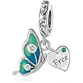 Doyafer Blue Butterfly Free 2-in-1 Pendant 925 Sterling Silver Charm Compatible with Women's Bracelet Necklace Pendant Gift for Friends
