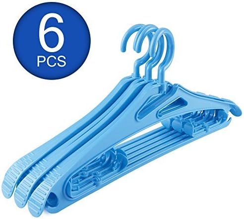 Premier Hanger | 6 Pcs Heavy Duty ABS Nonslip Swivel Clothes Hanger with Brilliant Rotating Hooks | Sleek Blue