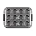Anolon Advanced Muffin Nonstick 12-Cup Cupcake Tin With Silicone Grips, Gray,54710