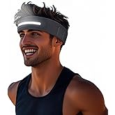 Zyntrazy LED Sports Headband, 3 Light Modes, 2-in-1 Design for Running, Tennis, Camping, Cycling，Unisex Gift for Men, Women (Gray)