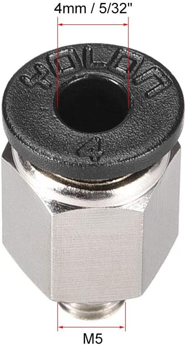sourcing map Straight Pneumatic Push to Quick Connect Fittings M5 Male X 4mm Tube OD Silver Tone 4pcs, M5 x 4mm - Image 3