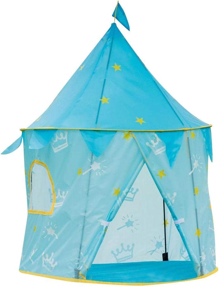 Children' s Tent Toy, Portable Castle Kids Play Tent, Playhouse for 3-8 years old Boys Girls Outdoor Picnic Outing, Blue/Pink