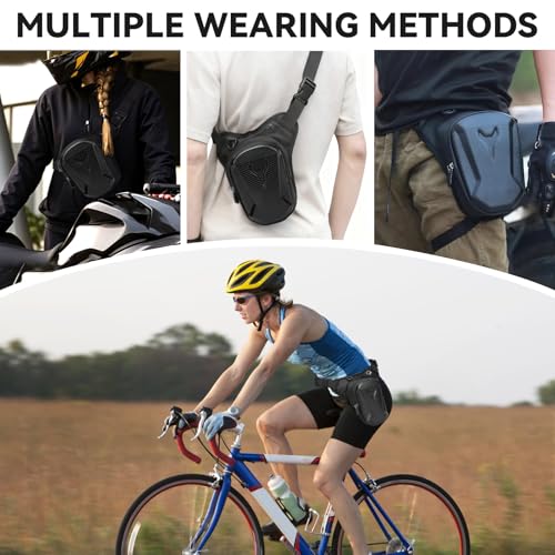 CHUANFU Adjustable Motorcycle Leg Bag, Waterproof Motorcycle Leg Bag for Men and Women, Multifunctional Thigh Bag with Expandable Pocket, for Cycling, Hiking, Fishing, Camping