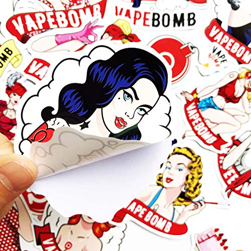 32PCS Vape Bomb Girl Stickers Sexy Modern Girl Sticker Laptop Car Bicycle Suitcase Computer Water Bottle Mobile Phone Stickers Decals (Bomb Girl) - Thumbnail 4