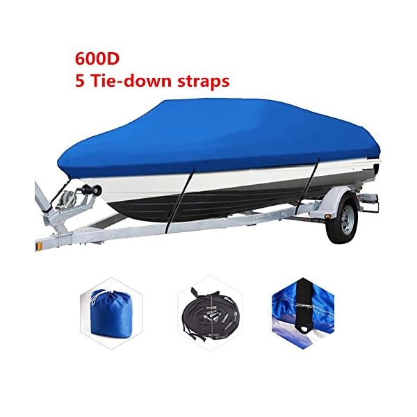 CoCo-Heavy-Duty-600D-Polyester-Oxford-Canvas-Trailerable-Boat-Cover-with-Nylon-Rope-Fits-V-HullTri-HullRunaboutFishing-Boat-Full-Size-Boat-Cover-Waterproof-Blue