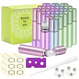 Mavogel , Pack of 24, 10 ml Glass Roller Bottles with Stainless Steel Roller Balls for Essential Oil-- Include 6 Extra Roller ball, 30 Peices Stickers, Essential Oils Opener, 3ml Dropper