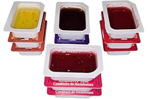 🍓🍇🍊 Jam-Packed Breakfast Bliss! 40 On-the-Go Cups: Strawberry, Grape, Raspberry & Orange Marmalade + 2 Wooden Knives & Uni