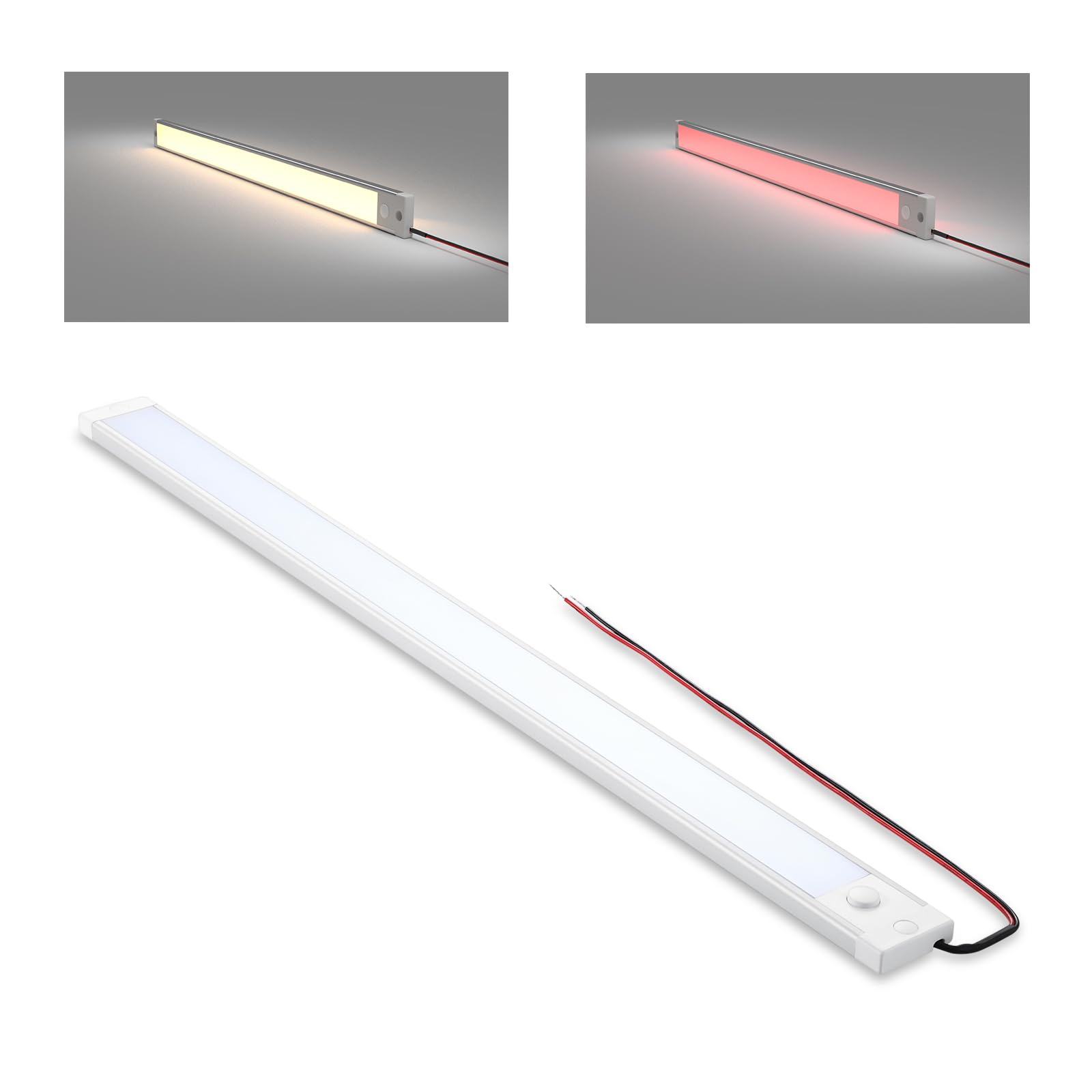 Photo 1 of acegoo RV Interior LED Light Bar 12V LED Light Strip for Motorhome Camper Trailer Kitchen Countertop Under Cabinet Lighting, Integral Dimmer Switch & Red Night Light (Warm White, 16.5 inch)