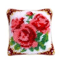 DIY Cushion Carpet Mat Latch Hook Rug Kits Cover Hand Craft Embroidery Pillowcase Crocheting Chinese Style Flower Handmade Baby Wedding Kids Parents Gift