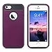 ULAK iPhone 5S Case, iPhone 5 Case, iPhone SE Case,Slim Fit Dual Layer Protection Case Shock Absorbing Hard Rugged Ultra Protective Back Rubber Cover with Impact Protection(Burgundy Wine+Black)