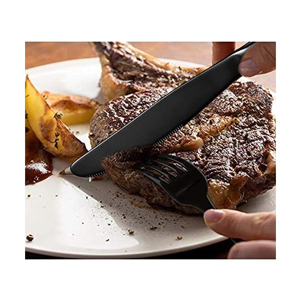 Cutlery Set, HOBO Black 24-Piece Stainless Steel Flatware Set, Silverware Dinnerware Set Service for 6, Tableware…