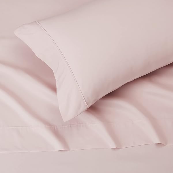 AMAZON BASICS LIGHTWEIGHT BREATHABLE WRINKLE RESISTANT BRUSHED MICROFIBER 3 PIECE BED SHEET SET WITH 14-INCH DEEP POCKETS, TWIN, BLUSH PINK, SOLID