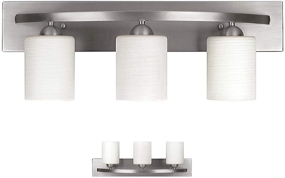 Vanity Bath Light Bar Interior Lighting Fixture (Brushed Nickel, 3 Lights) - - 