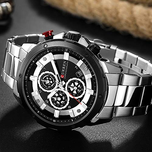 Curren 8323 - Reloj de pulsera para hombre con múltiples zonas horarias y calendario, color plateado - Imagen 4