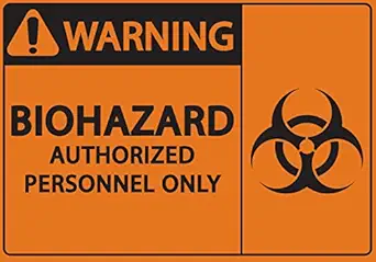ZING 1921S Eco Safety Sign, Warning Biohazard Authorized Personnel Only, Recycled Polystyrene Self Adhesive, 7