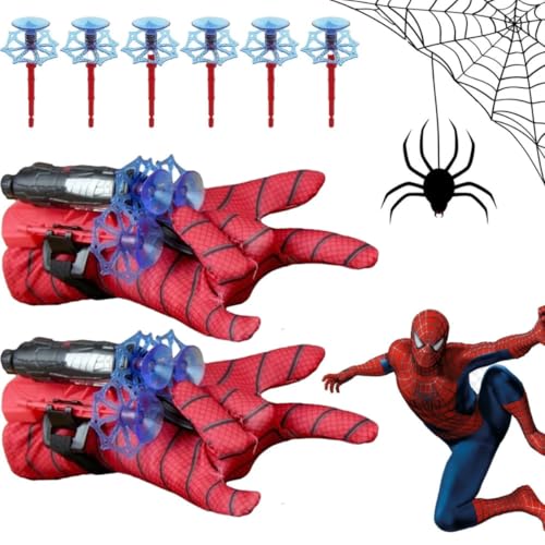 Kit 2 Luvas Lança Teia Brinquedo Spider Estilo Herói Lançador de Dardos Com Ventosa 6 Dardos Original