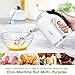 Hand Mixer Electric White 300W,SURPEER Hand Beater, Storage Base, 5 Speed Whisk Mixers Kitchen Hand Held,6 Attachments of 304 Stainless Steel-2 Wired Beaters,2 Whisks and 2 Dough Hooks.