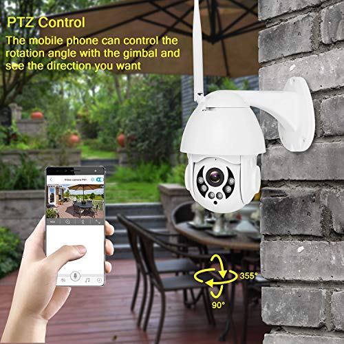 CTVISON Outdoor PTZ 2.4G WiFi Security Camera, Wireless HD 1080P Pan/Tilt Surveillance CCTV IP Camera with 4MM Lens/Two Way Audio/Night Vision/Motion Detection/ IP65 Weatherproof - Thumbnail 5