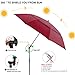 Beach Umbrella, Portable Outdoor Sun Umbrellas, 100% Antiultraviolet, 100% Waterproof, 360° Tilt,Red wine