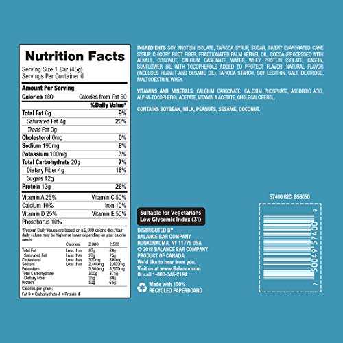 Balance Bar, Healthy Protein Snacks, Dark Chocolate Coconut, 1.58 oz, Pack of 6 - Thumbnail 2