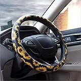 Carmen Sunflower Steering Wheel Cover Microfiber Leather Universal 15 Inch Floral Design Car Accessories Women Girls Best Gift