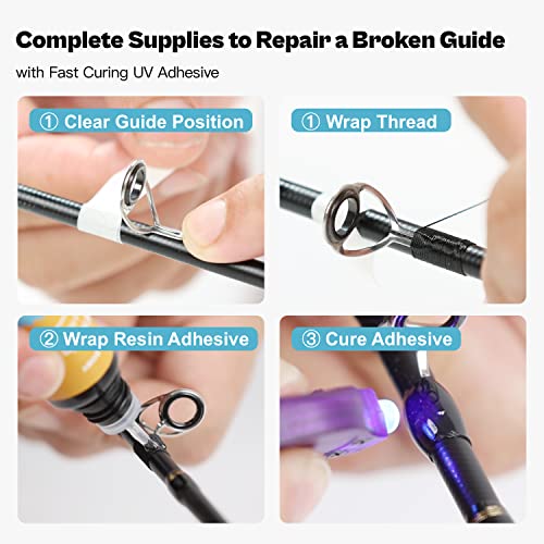 broke the rod tip of fishing pole VercanMonth Fly Repair Kit 16 Pcs Tip Tops (4, 4.5, 5, 5.5) with 2 Glue Sticks, Metal Replacement Tips Portable Fishing Repair Set for Fly Rods How To Easily Fix A