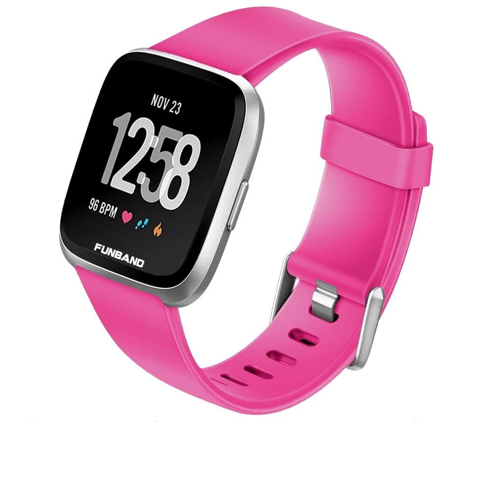 FunBand Strap Compatible with Fitbit Versa 2/Versa Lite Strap Bands,Classic Soft Silicone Sport Adjustable Replacement Accessory Bracelet Straps Compatible with Fitbit Versa 2/Versa Lite