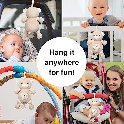 COTTONEBEBE Organic Baby Toys, Bear Stuffed Animal Toy with Lullaby