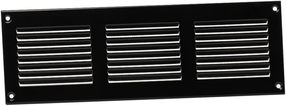 EUROPLAST 300x100mm Black Metal Air Vent Grille Cover with Insect Mesh