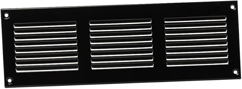 EUROPLAST 300x100mm Black Metal Air Vent Grille Cover with Insect Mesh