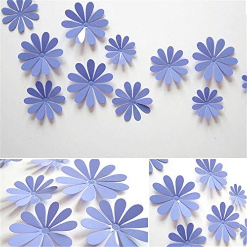 Multicolor12 PCS/Lot PVC 3D Sun Flower Wall Sticker Decals Home Decor Poster Rooms Adhesive To Wall Decoration (PURPLE BLUE)