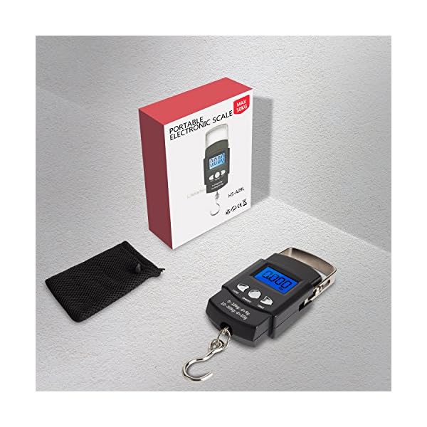 Fishing-Scale-Hanging-Scale-Hinpia-Backlit-LCD-Screen-110lb50kg-Capacity-with-Measuring-Tape-Multifunction-Portable-Electronic-Digital-Fishing-Postal-Kitchen-Luggage-shopping-Scale-Black