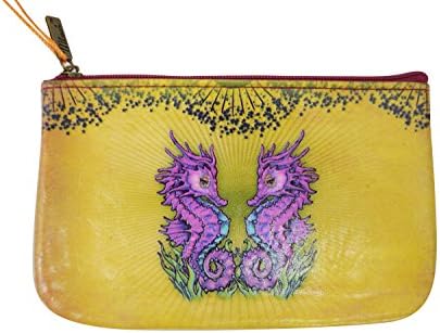 Rockabilly Vintage Tattoo Mystic Pink Seahorse and Anchor Small Flat Pouch