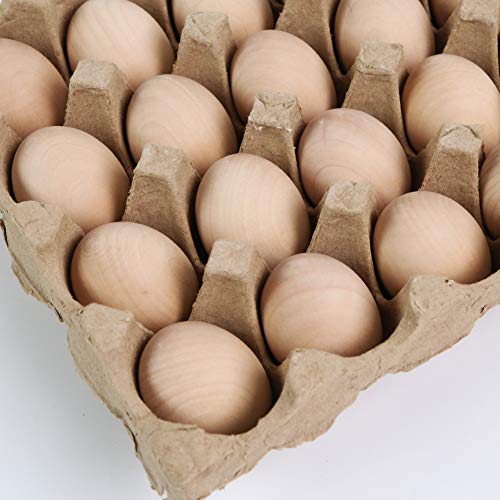 SallyFashion 24 Pcs Unpainted Wooden Eggs Fake Eggs Easter Eggs for Children DIY Game, Kitchen Craft Adornment, Toy Foods