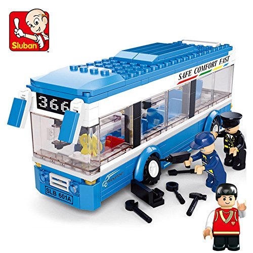 Sluban building block city single-decker bus b0330 3dolls 235pcs