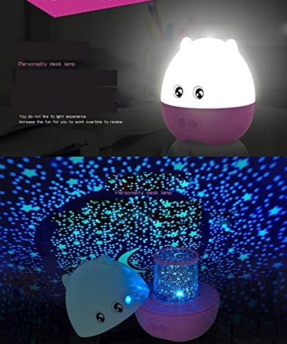 Cdycam Pig Shape Multicolor 360 Degree Rotating Sky Star Projection Lamp with Bluetooth Speaker Dimming Night Light with Remoter Controller for Kids Gift (Pink)