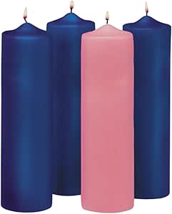 Amazon.com: Advent Candles Blue and Pink Wax Pillar Christmas Season