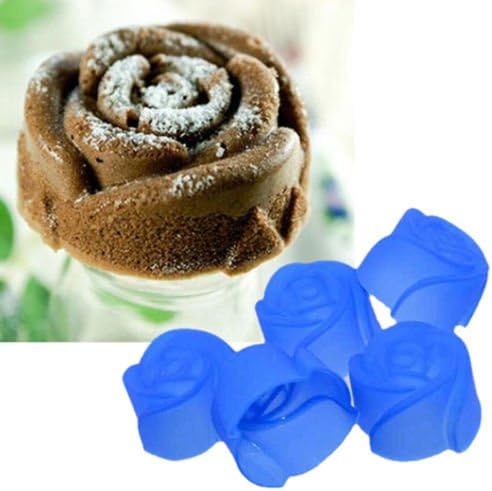 5 Pieces Silicone Rose Cake Baking Mould chocolate maker for girls (7 cm.)