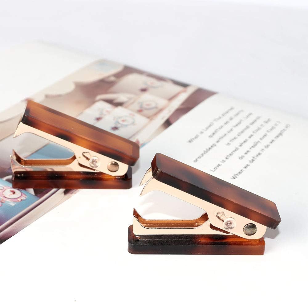 Multibey Mini Staples Remover Tool Gold Metal Jaws Staple Removal Puller Office Desk Accessories School Stationery, Tortoise : Office Products
