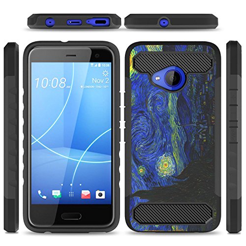 HTC U11 Life Case, CoverON Arc Series Modern Hybrid Phone Cover with Carbon Fiber Styling and Matte Finish for U11 Life - Starry Night