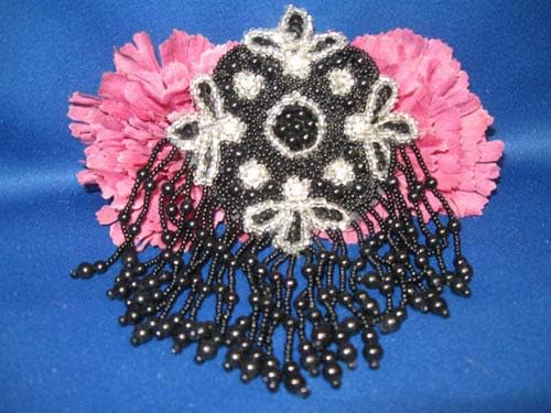 Black Epaulet Beaded Applique KE-805