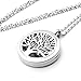 Zysta Essential Oil Diffuser Tree Life Necklace - Fragrance Aromatherapy Perfume Pendant Stainless Steel Locket with 6 Refill Pads and 24 Inch Chain