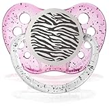 Personalized Pacifiers Zebra Print Glitter Pink Baby Pacifier Paci Binky