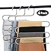 Eityilla S Type Clothes Hanger Stainless Steel Space Saving Hangers 5 Layers Closet Storage Organizer for Jeans Trousers Tie Belt Scarf (4-Pieces)