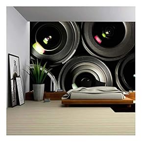 Set of DSLR Lenses Close Up - Canvas Art Wall Mural Decor - 66"x96"